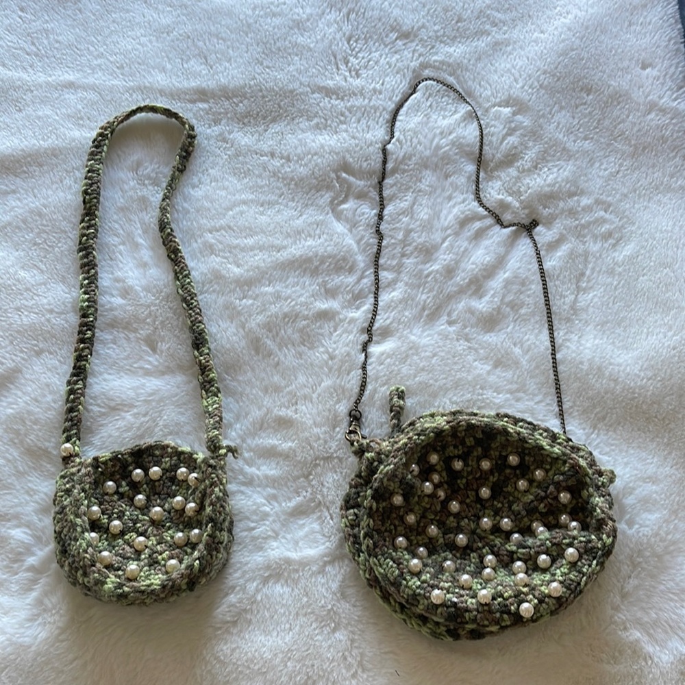 Hand crocheted mommy & mini-me crossbodies